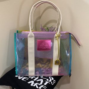 COPY - - Kurt Geiger London Medium Vinyl Rainbow Shimmer Southbank Tote Bag